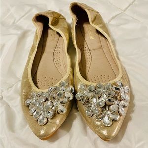 Size 11 Gold Wedding Flats Worn Once